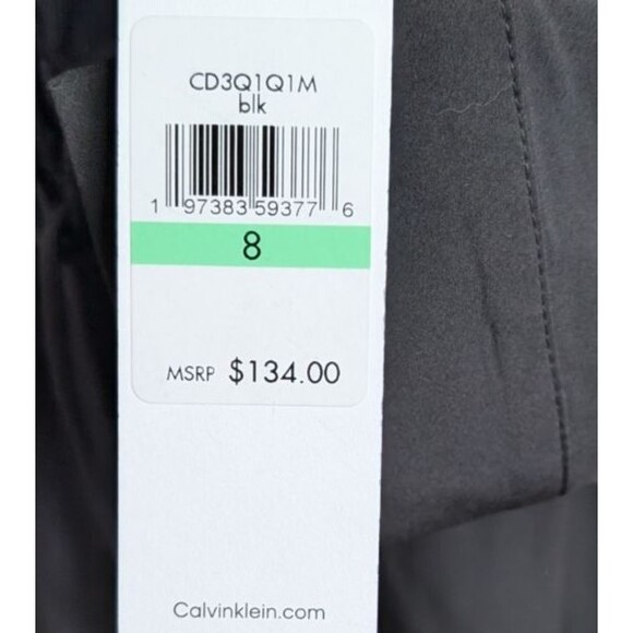 Calvin Klein Shirt Dress Black Drawstring Waist Zipper Collared Casual Size 8 - Picture 11 of 13